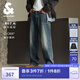 杰克·瓊斯（JACK&JONES）25年男裝秋季牛仔褲男寬松潮酷百搭微彈褲子廢土風(fēng)907廓形闊腿褲 A14 深牛仔藍(lán) 32 175 W32/L32