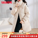 鴨鴨（YAYA）羽絨服女中長款冬季新款韓版寬松時尚設(shè)計感加厚連帽外套 暖米色 M