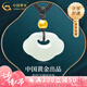 中國黃金（CHINA GOLD）平安如意鎖和田玉吊墜黃金轉運珠福鎖七夕情人節禮物送女朋友老婆 如意福鎖吊墜+金珠約0.16g