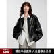 ELLE法式摩登高級感皮夾克女2025春季新款工裝風(fēng)時尚氣質(zhì)PU皮外套 黑色 S