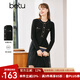 betu百圖女裝秋冬連衣裙小香風拼接網(wǎng)紗針織連衣裙收腰修身顯瘦連 黑色 L