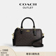 蔻馳（COACH）奧萊女士經(jīng)典標(biāo)志老花ROWAN大容量波士頓單肩手提包 IM/胡桃木色/黑色