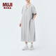 無(wú)印良品（MUJI） IDEE 女式 泡泡紗 短袖連衣裙 女裝裙子夏季 GAD53C4S 淺灰色 均碼 165/88A