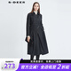 S.DEER圣迪奧冬季保暖修身女休閑翻領(lǐng)印花收腰不規則長(cháng)袖大衣S20481805 深灰/97 M 165