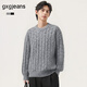 gxgjeans男裝 多色不規則紋理設計圓領(lǐng)毛衣針織衫線(xiàn)衫 25冬新品 灰色 M (170)