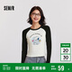 森馬（Semir）史努比系列長袖T恤女短款吸濕發(fā)熱磨毛2024冬插肩袖109724101004