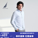 諾帝卡（NAUTICA）【單件直降】男裝25春夏季新款細(xì)條紋牛津紡長袖襯衫男WO5101 山泉藍(lán)42F M