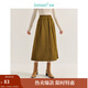 茵曼（INMAN）復古燈芯絨半身裙2024冬季女裝新款高腰A字百搭顯瘦長(cháng)裙子 欖棕色 -18448435 M 160/68A