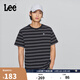 Lee商場同款25新品舒適版圓領(lǐng)條紋Logo徽標(biāo)男短袖T恤