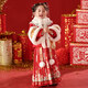 安妮優(yōu)兒（Anneyol）漢服女童冬款女孩古裝過(guò)年國風(fēng)秋冬季唐裝2025新款冬裝兒童拜年服 紅色【送包包+毛領(lǐng)】 120