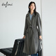 伊芙麗大翻領(lǐng)設計寬松版型袖口可調節袖袢大衣外套女2025秋季新款 灰綠 L