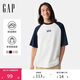 GAP男女裝2025春季新款棉質(zhì)印花logo撞色插肩袖短袖T恤上衣725618