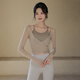 ACKDCS瑜伽服普拉提上衣女春秋季跑步運動(dòng)時(shí)尚網(wǎng)紗健身套裝高級感兩件套