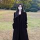 GARNUO赫本風(fēng)黑色西裝毛呢外套女2025秋冬季新款小個(gè)子加厚正肩呢子大衣 黑色【羽絨內膽】 M 【101-110斤】