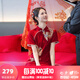 枝己紅色旗袍敬酒服新娘2025新款新中式訂婚結(jié)婚禮服古裝嫁衣回門服 QP09 M
