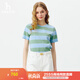 哈吉斯（HAZZYS）女裝 2025夏季新款女士拼色寬條紋寬松T恤衫女ASTSE0CBE54 綠色GR L (165/88A 40)