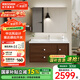 浪鯨（SSWW）衛(wèi)浴中古風(fēng)浴室柜環(huán)繞燈帶美妝鏡浴室柜 陶瓷一體盆酒店家用民宿 智能鏡柜+陶瓷一體盆100cm 不含龍頭配件