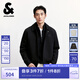 杰克·瓊斯（JACK&JONES）25年男裝秋季夾克男士拉鏈翻領短款外套男黑色針織休閑長袖上衣 E43純黑色 S （170）
