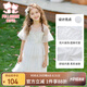 富羅迷女童連衣裙夏季亮片網(wǎng)紗公主裙女孩中長(zhǎng)款白色禮服裙 白色  120 