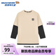 Skechers斯凱奇童裝男女童假兩件長袖T恤衫春秋插肩袖休閑上衣L125K070