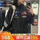 阿迪達斯 （adidas）三葉草女裝 秋季新款MOTO JKT W 賽車(chē)風(fēng)立領(lǐng)運動(dòng)寬松夾克外套 KG6676/黑色/漢玉白 XS
