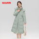 鴨鴨（YAYA）羽絨服女長(cháng)款過(guò)膝2025秋冬季收腰連帽純色韓版時(shí)尚保暖加厚外套