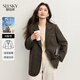 熙世界（sllsky）格雷老錢(qián)風(fēng)毛呢西裝外套秋冬2025年新款休閑通勤羊毛大衣 咖啡色 L
