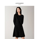 玖姿·安娜蔻優(yōu)雅千金風(fēng)燙鉆羊毛針織連衣裙小黑裙女2025冬季新款 素黑 M