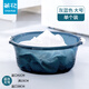 茶花臉盆家用洗腳盆洗臉盆洗衣盆塑料盆學(xué)生宿舍耐用盆子把手透明 大號【藍灰色】Φ38cm