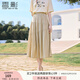 香影a字半身裙女卡其色2025夏裝新款氣質(zhì)中長(zhǎng)裙子淑女超仙高腰裙 淺卡其 M 160/84A/95-110斤