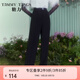 糖力【商場同款】冬季新款黑色休閑褲女高腰寬松直筒長褲 黑色 S