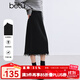百圖betu女裝冬季新款半身裙松緊腰顯瘦半裙下擺流蘇裙子2411T70 黑色 L