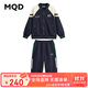 MQD童裝上衣+褲男大童秋季學(xué)院風(fēng)拼接插肩袖棒球領(lǐng)套裝 藏青 160