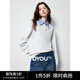 初語(yǔ)拼接假兩件襯衫衛衣女25春秋新款知識分子時(shí)尚polo領(lǐng)上衣情侶 銀花灰 L