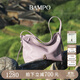 半坡飾族（bampo）中號綿綿包hobo托特包頭層牛皮大容量單肩斜挎包軟包禮物女友 豆蔻紫（中號升級拉鏈款）