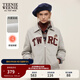 Teenie Weenie小熊冬裝安可拉紅灰色時(shí)尚翻領(lǐng)衛衣開(kāi)衫加絨外套女裝 中灰色 S (160)
