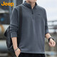JEEP吉普衛衣男士秋冬季搖粒絨加厚保暖長(cháng)袖T恤立領(lǐng)寬松男裝 深灰 XL