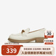 他她（TATA）平底樂(lè )福鞋女款英倫風(fēng)小皮鞋女軟底季7WX21AA4 米白 37