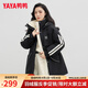 鴨鴨佟麗婭同款羽絨服女2024冬季新款連帽中長(cháng)款收腰顯瘦派克服外套 黑色 L