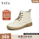 他她（TATA）冬商場(chǎng)同款經(jīng)典系帶馬丁靴女黑色百搭炸街小短靴WXL01DD3 米白（單里） 36