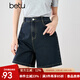 百圖betu女裝2025夏季新款牛仔褲夏日多色環(huán)保水洗牛仔短褲女2503T77 深牛仔藍(lán) L