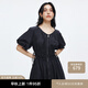 moussy 2025夏季新品燈籠袖抽繩收腰雙拉鏈連衣裙女028ISA33-3991 140海軍藍(lán) 均碼