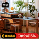 木鄰湖心巖板島臺(tái)餐桌一體家用實(shí)木可伸縮吧桌工作臺(tái)廚房中島臺(tái)櫻桃木 1.6米/桌面可伸縮/電力滑軌