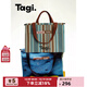 Tagi.儲存標簽帆布袋牛仔大容量通勤單肩包托特包 海鹽度假