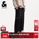 杰克·瓊斯（JACK&JONES）25年秋季褲子男士休閑褲華夫格直筒男褲寬松運動褲簡約衛(wèi)褲長褲 E43純黑色 29 170