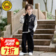 G.DUCKKIDS小黃鴨男童漢服套裝春秋2025新款中國風(fēng)衣服男孩酷帥古裝兩件套 黑色 160 cm