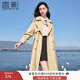 香影（xiangying）卡其色風(fēng)衣女春秋新款高級感垂感英倫休閑顯瘦氣質(zhì)中長(cháng)款外套 卡其色 S