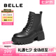 百麗（Belle）七夕禮物厚底增高馬丁靴女商場(chǎng)款真皮戶外短靴3N140DD4預(yù)售 黑色-單里 36 (230mm)