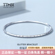 TTMIX仿鉆花紋經(jīng)典鉑金手鐲pt950白金簡(jiǎn)約女士鐲子生日禮物 56mm 重7.72g 寬2.5mm