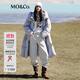 MO&Co.羽絨服90鴨絨高領(lǐng)連帽輕暖高密防鉆絨雙門(mén)襟中長(cháng)款摩安珂 灰白色 L /170